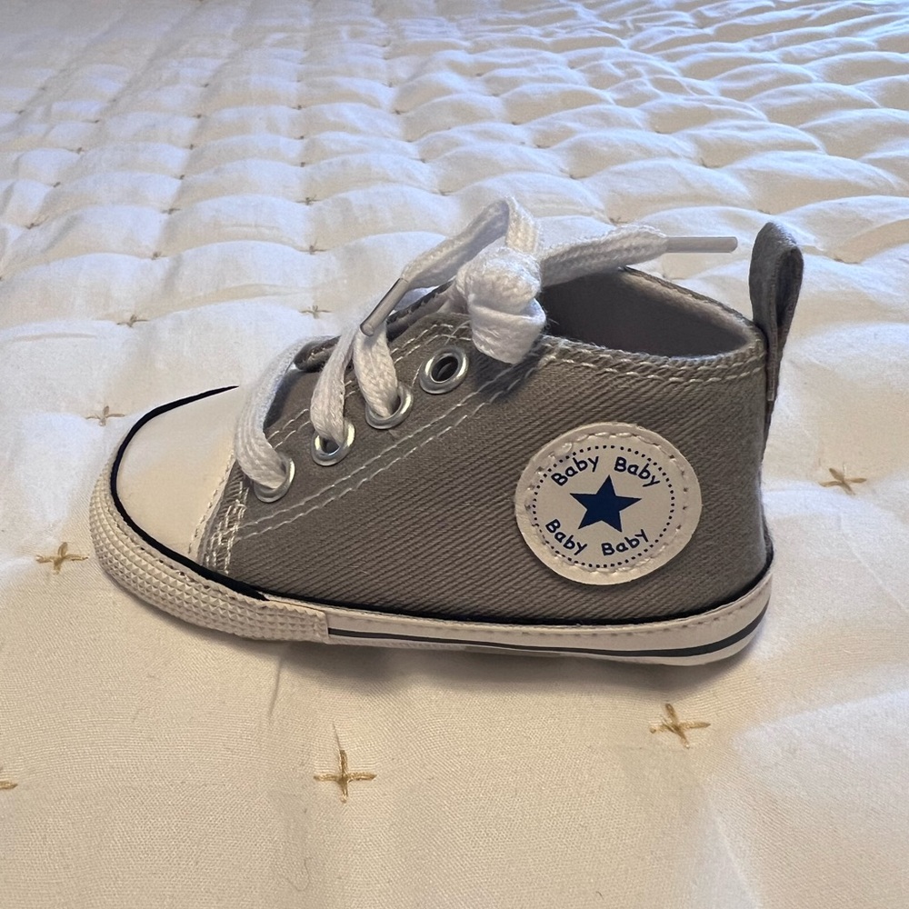 Gray High-Top Baby Shoes